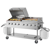 60 in. 8-Burner Commercial Outdoor Propane Gas Grill with 30 in. Roll Dome Cover and 30 in. Griddle in Stainless-Steel, ETL Listed (CGKIT6-D30G30)